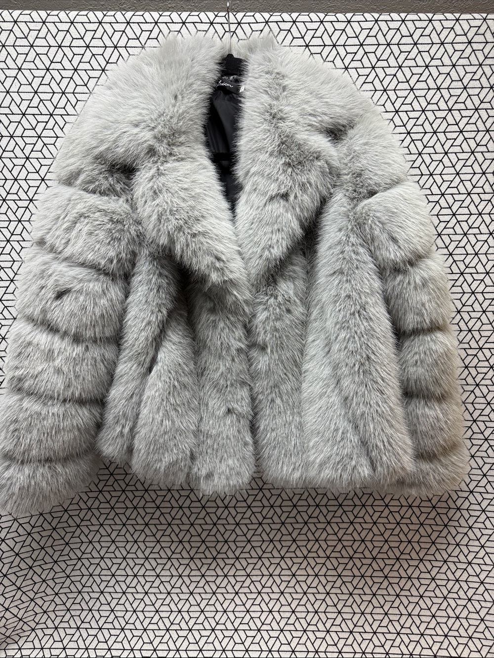 Gray Faux Fur Jacket - Elegant Short Coat